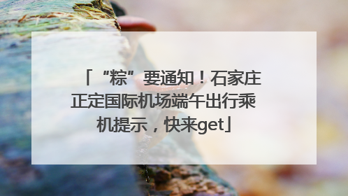 “粽”要通知！石家庄正定国际机场端午出行乘机提示，快来get