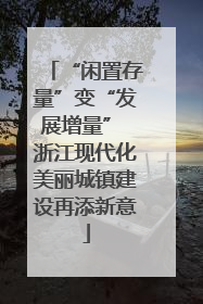 “闲置存量”变“发展增量” 浙江现代化美丽城镇建设再添新意