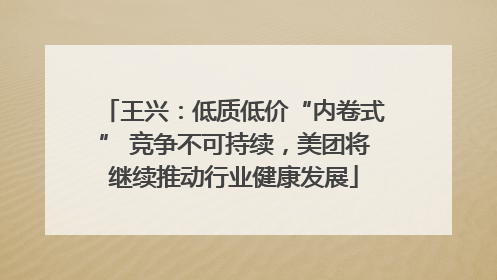 王兴：低质低价“内卷式” 竞争不可持续，美团将继续推动行业健康发展