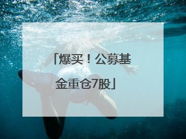 爆买！公募基金重仓7股