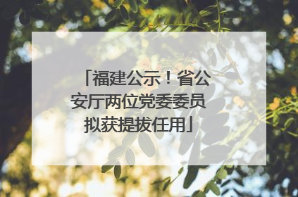 福建公示！省公安厅两位党委委员拟获提拔任用