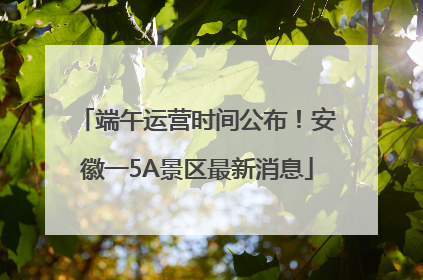 端午运营时间公布！安徽一5A景区最新消息