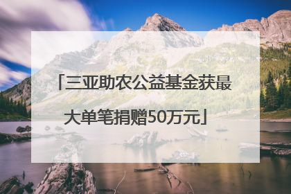 三亚助农公益基金获最大单笔捐赠50万元
