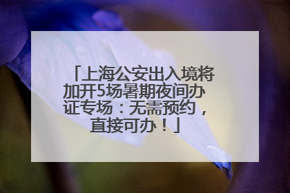 上海公安出入境将加开5场暑期夜间办证专场：无需预约，直接可办！