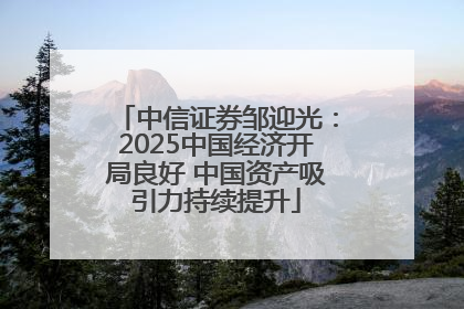 中信证券邹迎光：2025中国经济开局良好 中国资产吸引力持续提升