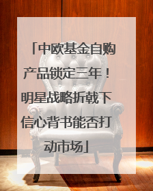 中欧基金自购产品锁定三年！明星战略折戟下信心背书能否打动市场