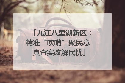九江八里湖新区：精准“吹哨”聚民意 真查实改解民忧