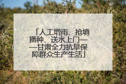 人工增雨、抢墒播种、送水上门——甘肃全力抗旱保障群众生产生活