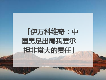 伊万科维奇：中国男足出局我要承担非常大的责任