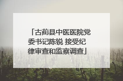 古蔺县中医医院党委书记陈锐 接受纪律审查和监察调查