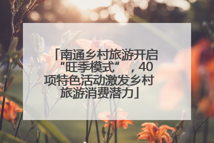 南通乡村旅游开启“旺季模式”，40项特色活动激发乡村旅游消费潜力