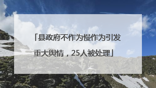 县政府不作为慢作为引发重大舆情，25人被处理