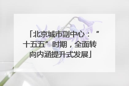 北京城市副中心：“十五五”时期，全面转向内涵提升式发展