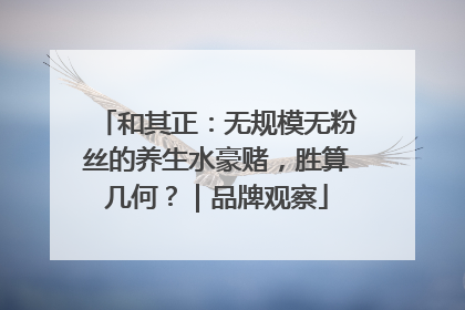 和其正：无规模无粉丝的养生水豪赌，胜算几何？｜品牌观察