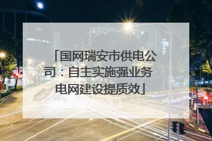 国网瑞安市供电公司：自主实施强业务 电网建设提质效