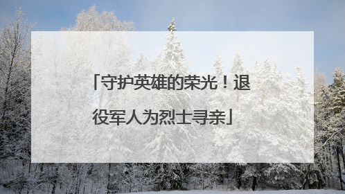 守护英雄的荣光！退役军人为烈士寻亲