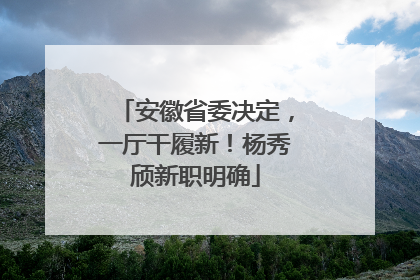 安徽省委决定，一厅干履新！杨秀颀新职明确