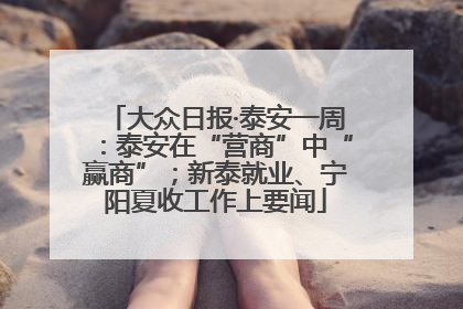 大众日报·泰安一周：泰安在“营商”中“赢商”；新泰就业、宁阳夏收工作上要闻