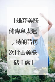 嫌弃美联储降息太迟，特朗普再次抨击美联储主席
