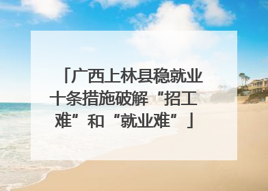 广西上林县稳就业十条措施破解“招工难”和“就业难”