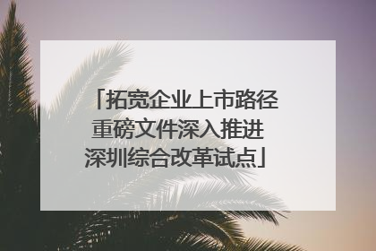 拓宽企业上市路径 重磅文件深入推进深圳综合改革试点