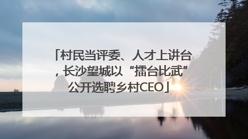 村民当评委、人才上讲台，长沙望城以“擂台比武” 公开选聘乡村CEO