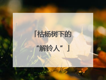 枯杨树下的“解铃人”