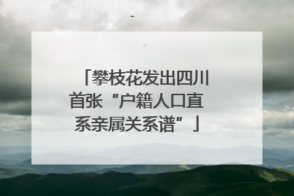 攀枝花发出四川首张“户籍人口直系亲属关系谱”