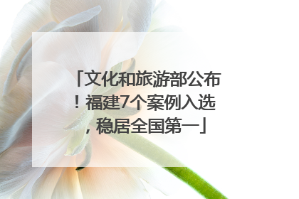 文化和旅游部公布！福建7个案例入选，稳居全国第一