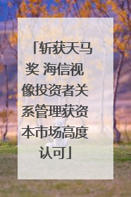 斩获天马奖 海信视像投资者关系管理获资本市场高度认可