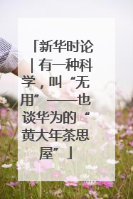 新华时论｜有一种科学，叫“无用”——也谈华为的“黄大年茶思屋”