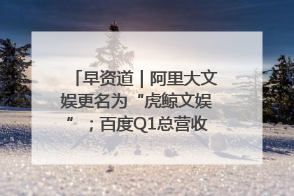 早资道｜阿里大文娱更名为“虎鲸文娱”；百度Q1总营收325亿元超预期
