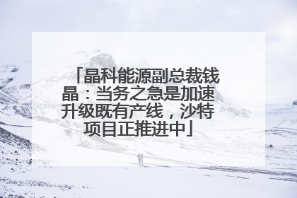 晶科能源副总裁钱晶：当务之急是加速升级既有产线，沙特项目正推进中