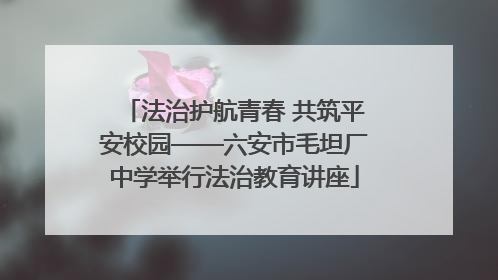 法治护航青春 共筑平安校园——六安市毛坦厂中学举行法治教育讲座