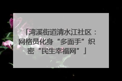 湾溪街道清水江社区：网格员化身“多面手”织密“民生幸福网”