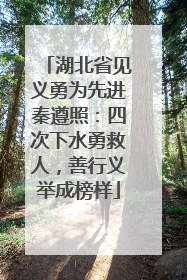 湖北省见义勇为先进秦遵照：四次下水勇救人，善行义举成榜样