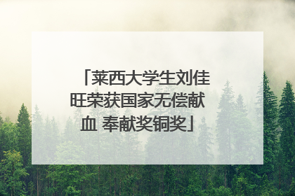 莱西大学生刘佳旺荣获国家无偿献血 奉献奖铜奖