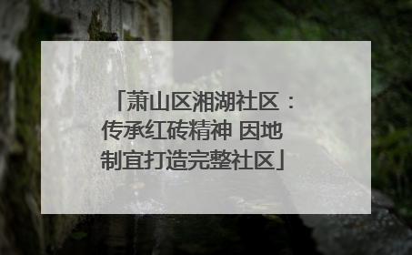 萧山区湘湖社区：传承红砖精神 因地制宜打造完整社区