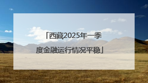 西藏2025年一季度金融运行情况平稳