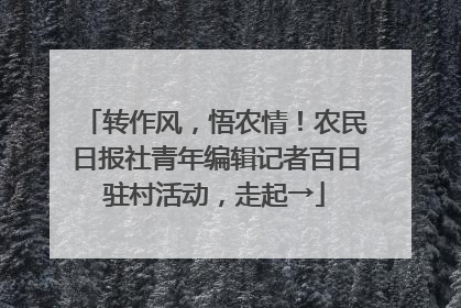 转作风，悟农情！农民日报社青年编辑记者百日驻村活动，走起→