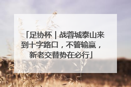 足协杯｜战蓉城泰山来到十字路口，不管输赢，新老交替势在必行