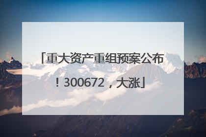 重大资产重组预案公布！300672，大涨