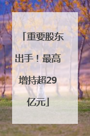 重要股东出手！最高增持超29亿元