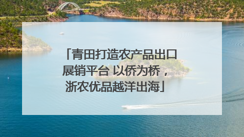 青田打造农产品出口展销平台 以侨为桥，浙农优品越洋出海