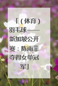 （体育）羽毛球——新加坡公开赛：陈雨菲夺得女单冠军