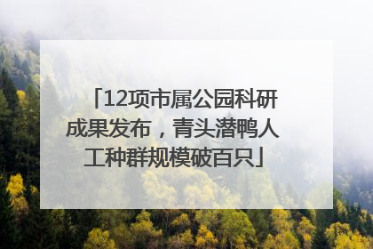 12项市属公园科研成果发布，青头潜鸭人工种群规模破百只