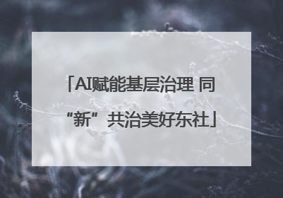 AI赋能基层治理 同“新”共治美好东社